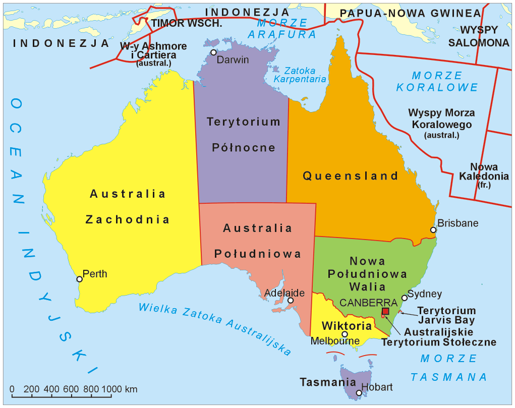 Powierzchnia Australii wynosi 7741,2 km 2 na której mieszka 21 507 717 (2011 r.) osób 1, co daje 2.8 os/km 2.