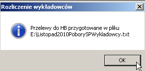 353 Poniżej widok instancji formularza frmrozliczeniewykladowcow w trakcie przygotowywania wystawienia przelewów za zajęcia wykonane na jednym ze zjazdów.