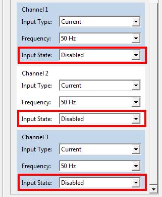 5. Zmień Input Type dla Channel 0 na Voltage. 6. Zmień Input State dla Channel 1, 2 i 3 na Disabled. 7.