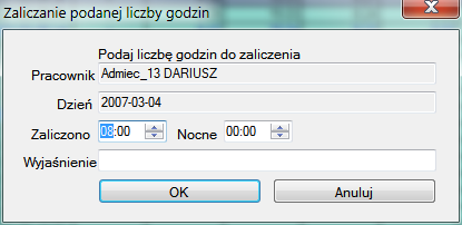 6. SR-RegiTech KS SR-RegiTech - Instrukcja użytkownika Wejście pierwsza rejestracja wejścia według czytników oznaczonych dla pracownika jako czytniki RCP.