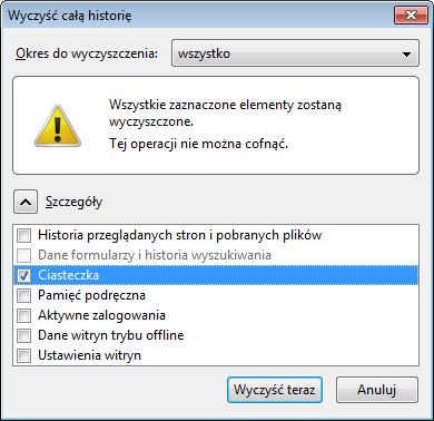 3. Pozostawić zaznaczoną tylko pozycję