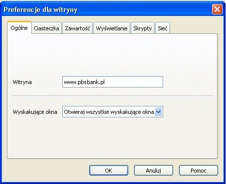 W zakładce Hasła należy odznaczyć opcję Włącz zapamiętywanie haseł. W zakładce Wygląd stron WWW należy ustawić parametr Obrazki na wartość Wyświetlaj obrazki.