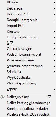 Rys. 64 Czynności Akordy. Czynność występuje w wersji złotej oraz platynowej programu. Jest widoczna gdy jest co najmniej jedna, niezablokowana definicja akordu.