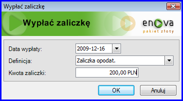 Rys. 75 Wypłata zaliczki Wyszukaj wg oceny. Umożliwia wyszukanie pracowników wg wskazanej oceny. Zgody.