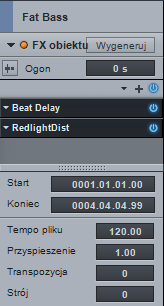 6.11 Efekty biektu W Studi One mżna wstawić efekty insertwe bezpśredni d biektów audi, c jest alternatywą d wstawiania insertów na kanale audi ścieżki ddziałujących na wszystkie biekty ścieżki.