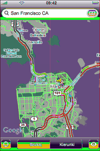Pokazywanie informacji o ruchu drogowym W niektórych regionach dostępne są informacje o ruchu drogowym. Można je wyświetlić na mapie.