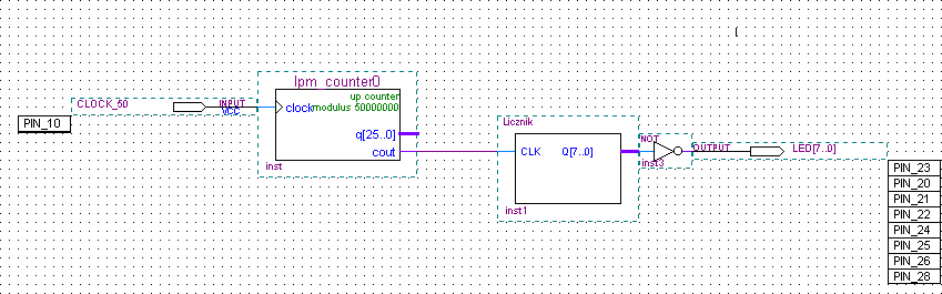 Teraz utworzymy symbol blokowy z kodu napisanego w VHDL'u.