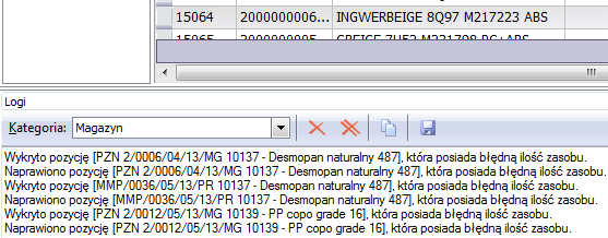 Log z informacją o pozycjach dokumentów do weryfikacji Informację z loga warto przenieść do arkusza Excel i posortować wg dokumentów. Uwaga!