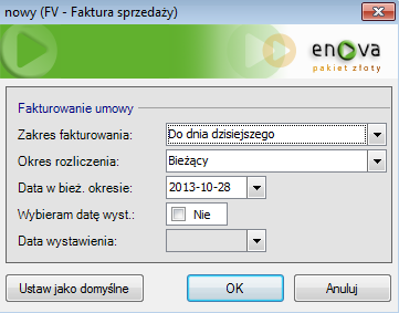 Okno parametrów relacji do wystawiania faktury Pozycje umowy Pozycje umowy różnią się w zależności od wybranego dokumentu (UC, UD), czyli sposobu rozliczania umowy. Uwaga!