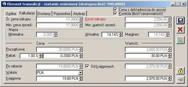 UWAGA: Na wartość wyświetlanej ceny ma wpływ ustawienie sposobu liczenia rabatów: Od ceny lub od wartości.