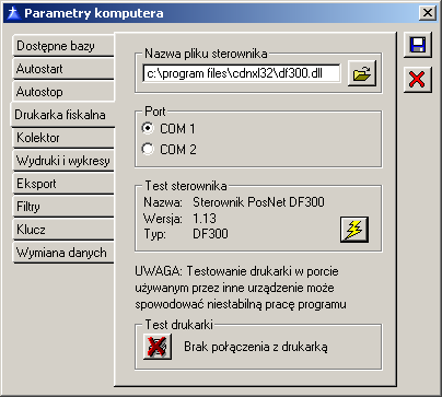 Rys. 2.4 Drukarka fiskalna. Rys. 2.5 Wybór sterownika dla drukarki fiskalnej w module: Administrator. Jednostki miar: jednostki, w których ewidencjonowana jest ilość towaru.
