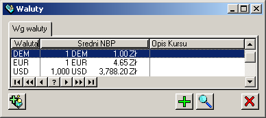 2.5.2 Lista walut Rys. 2.84 Bank, zakładka Dodatkowe. W oknie wyświetlona jest lista walut, w jakich mogą być rejestrowane transakcje w systemie CDN XL. Rys. 2.85 Lista walut.