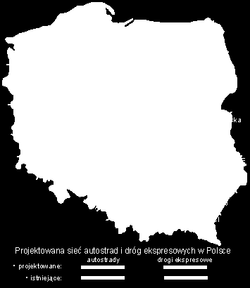 Układ istniejących i projektowanych dróg transportu kołowego obrazuje załączona mapa. Rysunek I.3.1-1 Układ istniejących i projektowanych dróg transportu kołowego (źródło: http://pio.