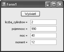 ROZDZIAŁ 4 Przykład 4.8a wykonany jako Windows Forms Application Kod aplikacji Rysunek 4.3.