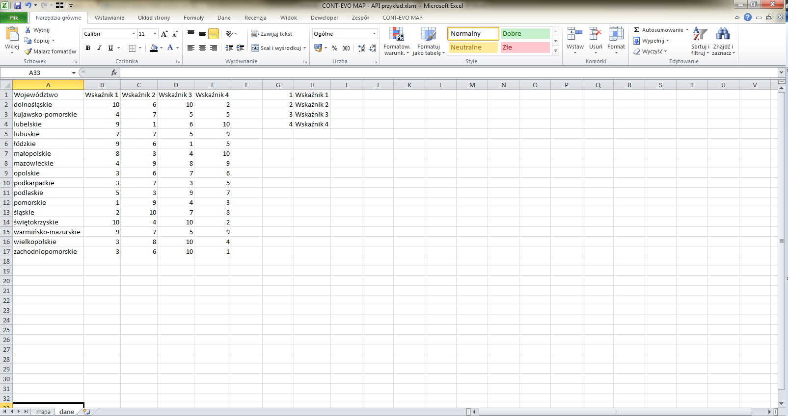 Instrukcja użytkowania dodatku MS Excel - CONT-EVO MAP w wersji komercyjnej 3.