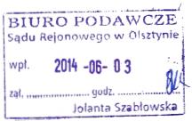 Olsztyn, dn. 3 VI 2014 r. Sąd Rejonowy w Olsztynie I Wydział Cywilny z tymczasową siedzibą przy ul. Artyleryjskiej 3 C 10-165 Olsztyn Powód: Mirosław Żelechowski ul.