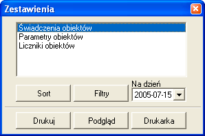 Opcja Dane Liczniki obiektu pozwala dostać się do kartoteki urządzeń pomiarowych danego obiektu, a takŝe ich odczytów, gdzie moŝna np.