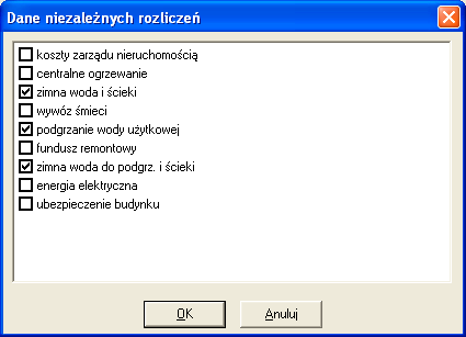 Następnie ukaŝe się forma słuŝąca do wybrania świadczeń, które mają zostać rozliczone.