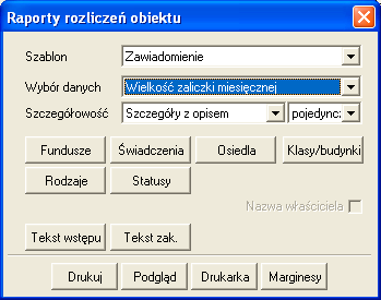 wspólnot/spółdzielni mieszkaniowych Porównanie zaliczek, która pozwala porównać ostatnio wyliczoną opłatę miesięczną z dowolnym miesiącem zatwierdzonym).