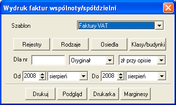 wystawienia, Termin zapłaty itd. są domyślnie pobierane z odpowiednich pól dokumentu, jednak moŝna je zmienić. Funkcja Dane Wydruk dziennika umoŝliwia wydrukowanie dokumentów z wybranego miesiąca.