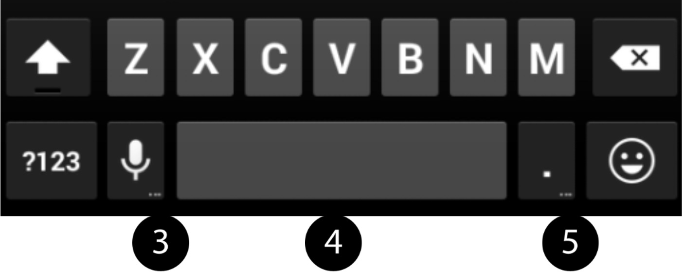 Wirtualna klawiatura alfanumeryczna urządzenia prezentuje się następująco (uwaga: wygląd klawiatury może się nieznacznie różnić w zależności od programu, w którym jest ona użyta): Lp.