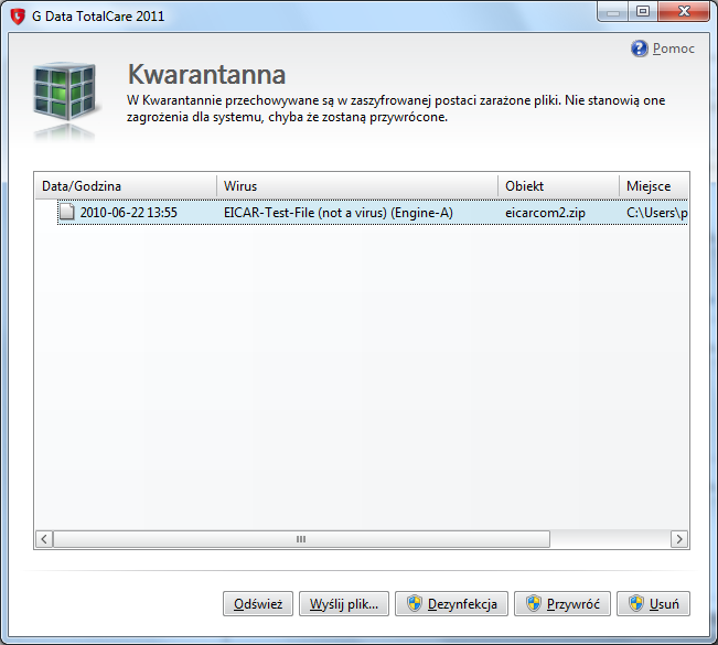 Porady dotyczące skanowania 52 12.6 Jak działa Kwarantanna? Kwarantanna to zaszyfrowany folder, w którym program przechowuje bezpiecznie zarażone pliki.