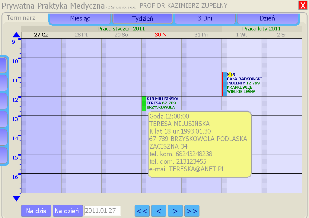 Instrukcja obsługi programu PPM Prywatna Praktyka Medyczna 13 Terminarz Przeznaczenie terminarza Terminarz służy do rejestracji planowanych lub odbywających się na bieżąco wizyt pacjentów.