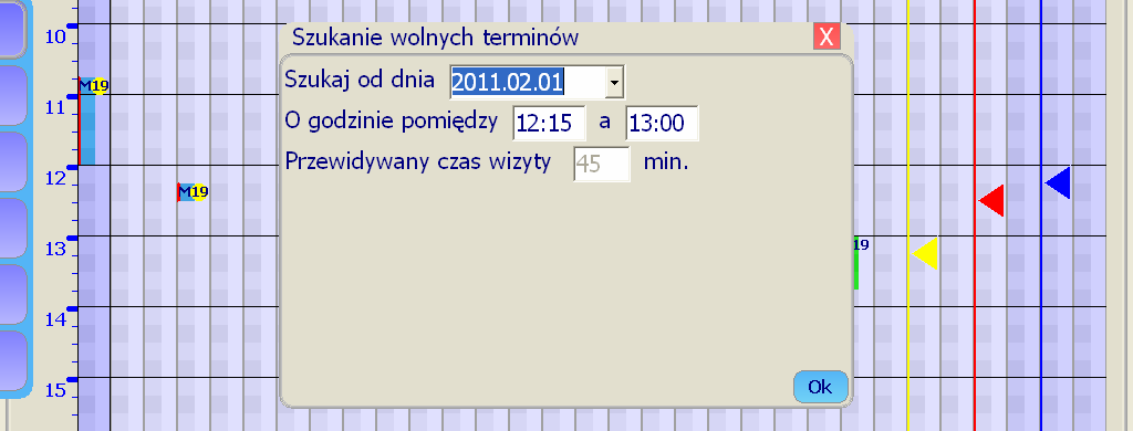 Instrukcja obsługi programu PPM Prywatna Praktyka Medyczna 17 Aby przenieść wizytę na zadany termin należy dwukrotnie kliknąć na zielone, odpowiadające jej pole. Jego kolor zmieni się na żółty.