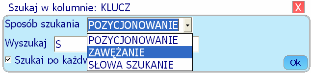 Instrukcja obsługi programu PPM Prywatna Praktyka Medyczna 23 W wyniku szukania pozycjonowaniem kursor ustawi się na pierwszej pozycji w kolumnie, która zawiera zadany ciąg znaków.