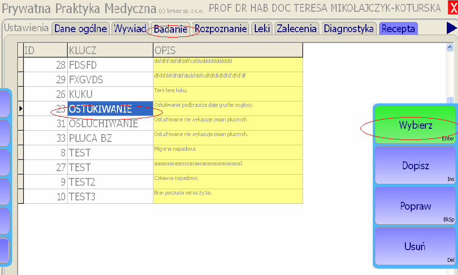 Instrukcja obsługi programu PPM Prywatna Praktyka Medyczna 31 Druk recept Program umożliwia szybie przygotowanie i wydruk recept. Przygotowanie recepty dostępne jest z poziomu kartoteki pacjenta.