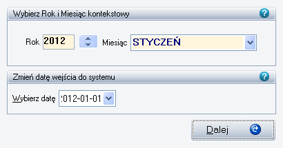 Okres rozliczeniowy Po uruchomieniu Systemu Ognik wybierasz Firmę. Pojawia się okienko, określasz rok i miesiąc rozliczeniowy, w którym chcesz pracować.