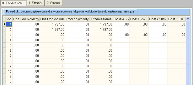 VAT-7 Korzystając z przycisku "VAT" w głównym menu, a następnie wybierając opcje VAT-7 możesz wyświetlić formularz edycyjny deklaracji. Zaznacz żądany miesiąc i użyj przycisku miesiąc.