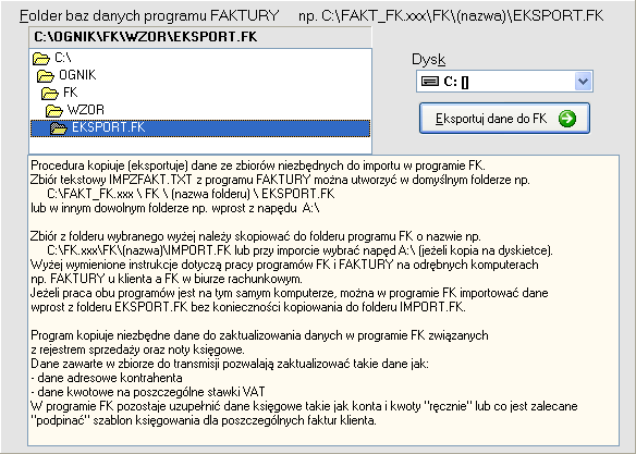 Eksport do Systemu Ognik Po wprowadzeniu wszystkich faktur dla wybranego miesiąca księgowego możesz wszystkie wprowadzone dane skopiować do Systemu Ognik.