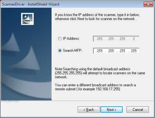 Zaznacz pole wyboru Network scanner (Network scanner) i kliknij Next (Next). 10.