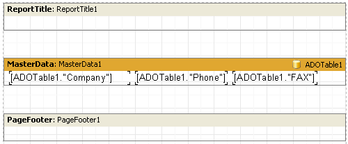 Data access components (Komponenty dostępu do danych ) 172 Dodac komponent TfrxADOTable do formularza z nastepujacymi ustawieniami: TableName = 'Customer' Przejsc do strony z formularzem raportu.