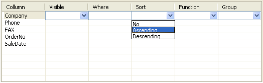 Wizards 190 To include any field from the table in the query mark it: Marked fields appear in the fields parameter table area (4): - Visibility defines whether field is included in output - Where