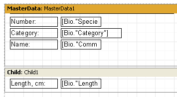 43 FastReport 4.6 User's Manual W pierwszym przypadku, pierwszy obiekt zawiera dluzszy tekst i dlatego jest rozciagniety w dwóch liniach. Obiekt (umieszczony pod nim i zwiazany z polem Bio.