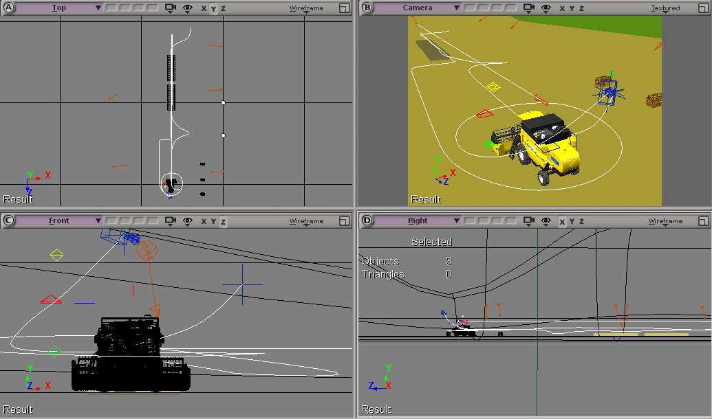 Kolejnym etapem tworzenia animacji jest przygotowanie ścieżki po której będzie się poruszać kombajn.
