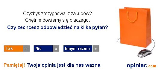 Analiza przerwanego procesu zakupowego Okno zapytania o opinię Bezpośrednie wyświetlenie ankiety Łagodne zapytanie i mniej intruzywna forma Niższa ilość wypełnień ankiet Brak możliwości