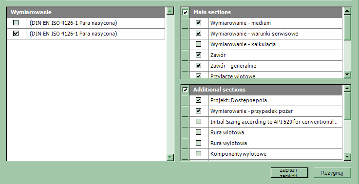 Praca z programem - wydruki VALVESTAR pozwala na personalizację raportów (Rys.