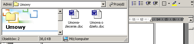 Podstawy Technik Kmputerowych Zadanie 1 Porządek w Moich dokumenty teczka na umowy i teczka na rozliczenia Tworzenie podfolderów w folderze Moje dokumenty, zapisywanie w podfolderach W miarę upływu