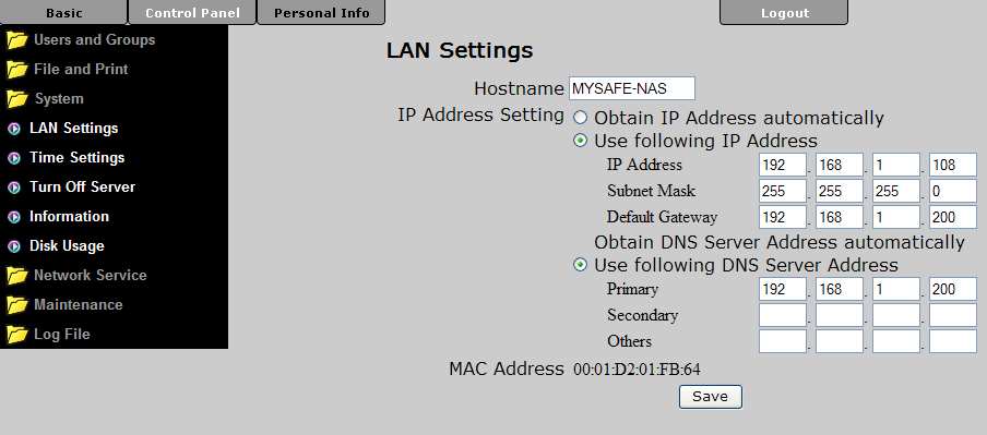 Ustawienia Sieciowe (LAN Settings) W tym dziale można określić nazwę sieciową urządzenia oraz ustalić jego adres IP.