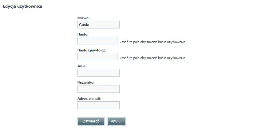 podczas logowania Imię -- Nazwisko -- Adres e-mail Preferencje