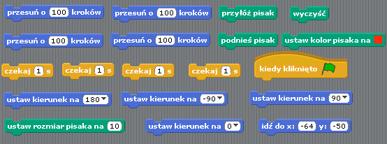 Połącz bloczki tak, żeby program działał Problem 1. Połącz wszystkie bloczki tak, żeby kot zmalał, powiedział, że jest mały, a następnie powrócił do swojego normalnego rozmiaru. Problem 2.
