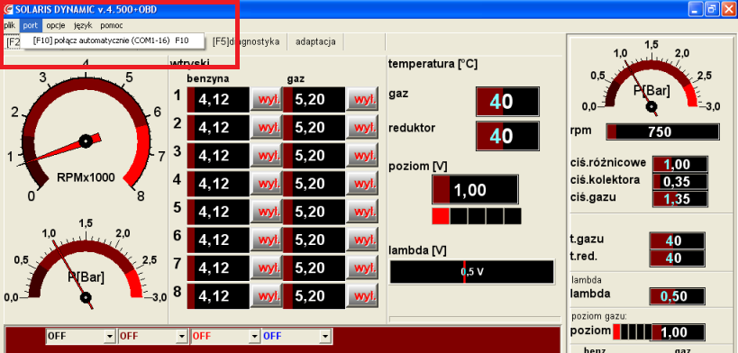 4. REGULACJA SYSTEMU System sekwencyjnego wtrysku gazu SOLARIS DYNAMIC współpracuje z systemem OBD CAN BUS samochodu.