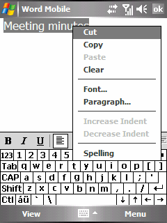 6.2 Aplikacja Word Mobile Aplikacja Microsoft Word Mobile współdziała z programem Microsoft Word w komputerze stacjonarnym, aby w prosty sposób udostępnić Ci kopie Twoich dokumentów.