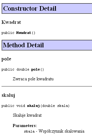 Javadoc przykład