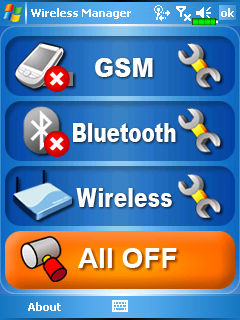 WLAN Kliknij ikonę Wireless Manager w dolnym prawym rogu ekranu Today i włącz moduł WiFi.