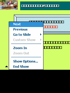 PowerPoint Mobile Przeglądarka prezentacji utworzonych na komputerze PC w programie PowerPoint 97 lub nowszym. Pokazuje pliki z rozszerzeniem.ppt oraz.pps.