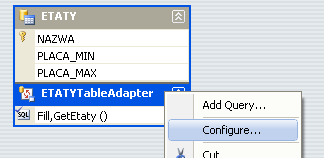 g) W menu podręcznym dla umieszczonej przez kreator kontrolki typu GridView zaznacz opcje Enable Editing i Enable Deleting. h) Zapisz wszystkie zmiany (np. File Save All).